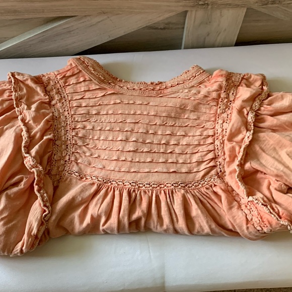 Free People peach flowy blouse short sleeve - Picture 4 of 4